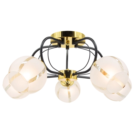 Plafon metalowy czarno-złoty 5-punktowy 58cm 8966/5 z serii RUBY - Lampy Elem